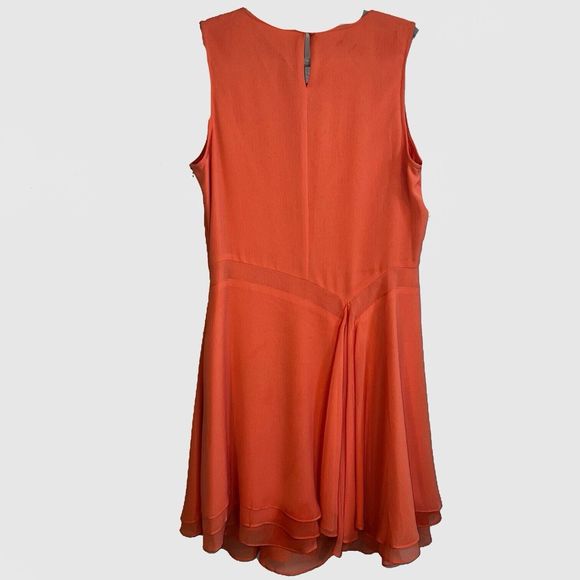Donna Karan Women's DressPoly Crinkled Chiffon Coral Size 12 (NEW) - Picture 2 of 6
